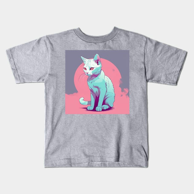 Rising Sun Cat Kids T-Shirt by CreativeSun92